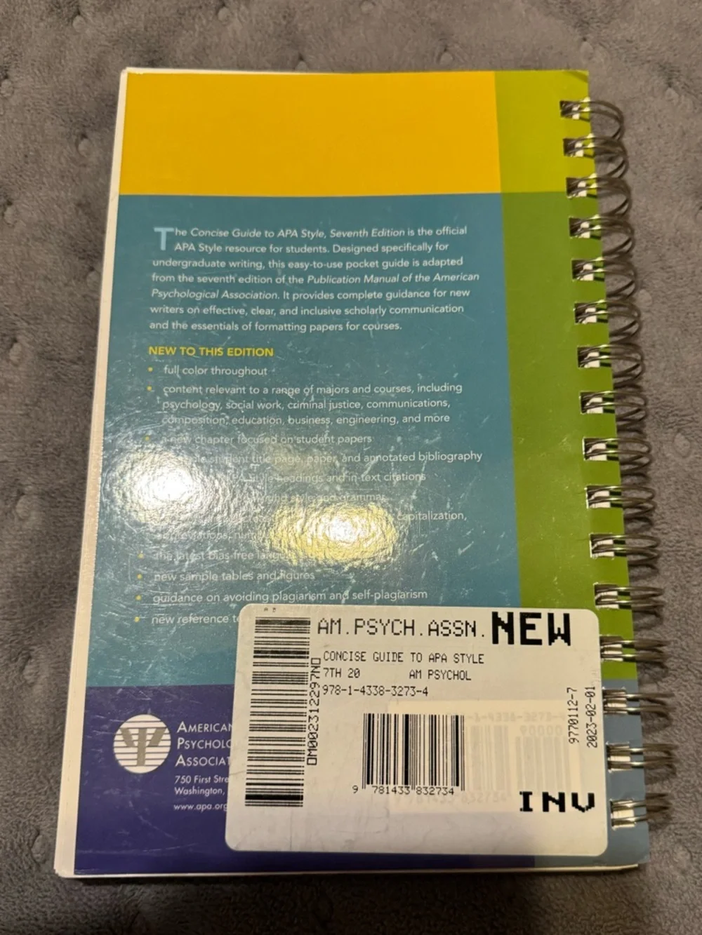 NEW Concise Guide to APA Style Spiral Notebook 7th Edition